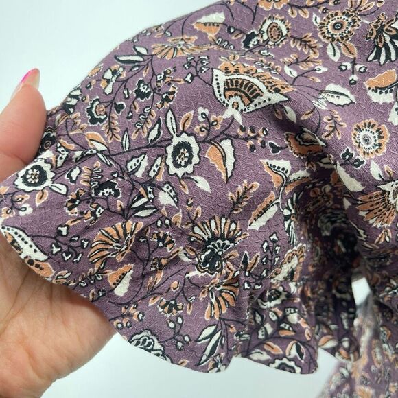 Knox Rose Off Shoulder Floral Top Purple Brown 4X Ruffle Sleeve Boho - Picture 5 of 14